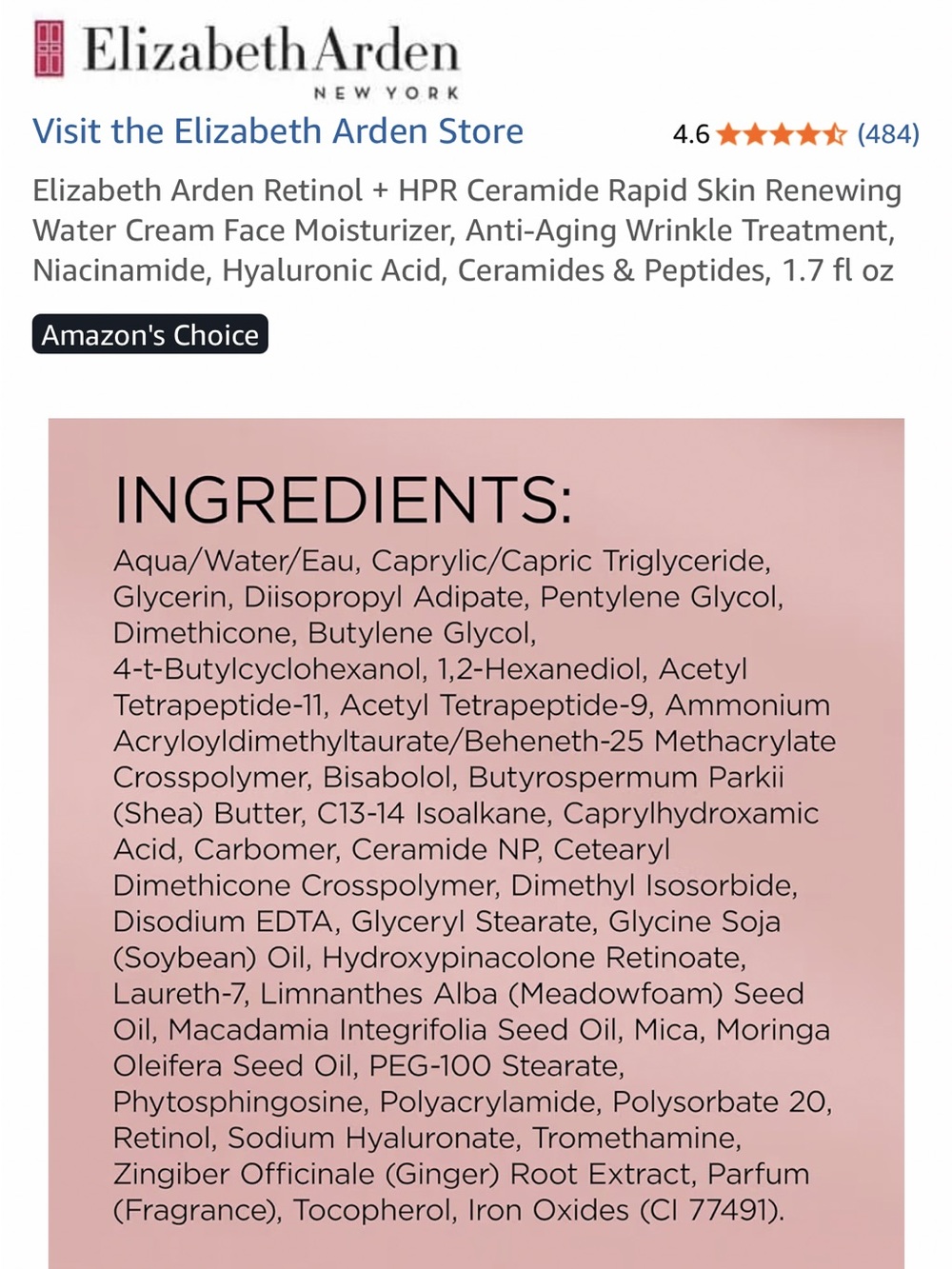ELIZABETH ARDEN Retinol + HPR Ceramide Rapid Skin Renewing Water Cream - Picture 8 of 9